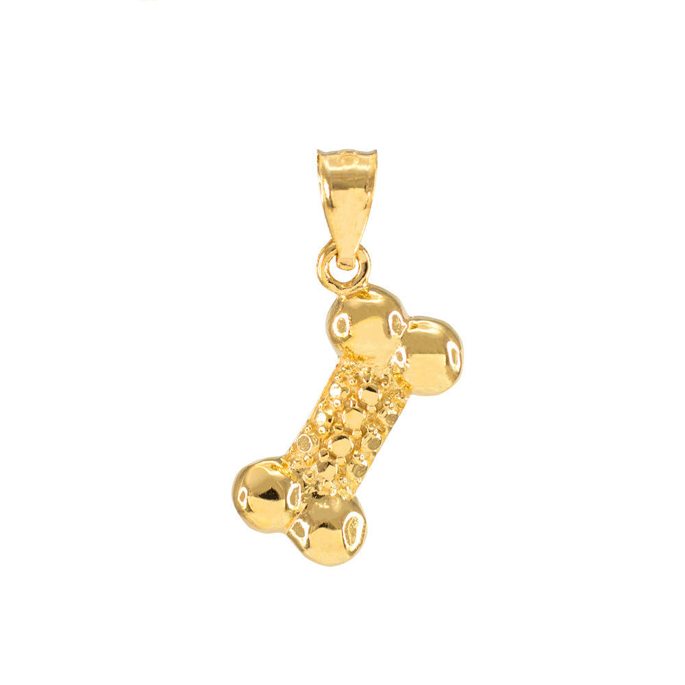 Solid Gold Dog Bone Pendant Necklace, view 2