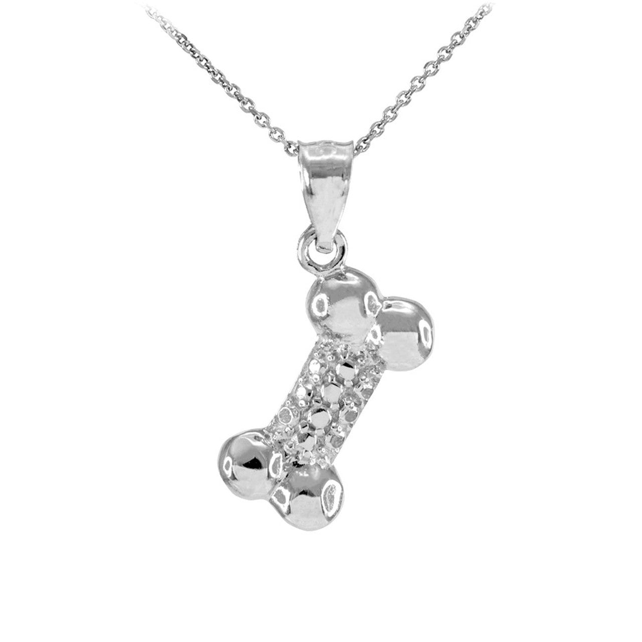Solid Gold Dog Bone Pendant Necklace, view 4