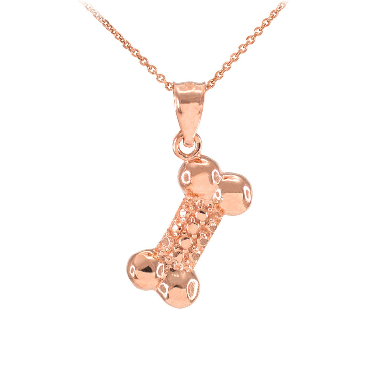 Solid Gold Dog Bone Pendant Necklace, view 6