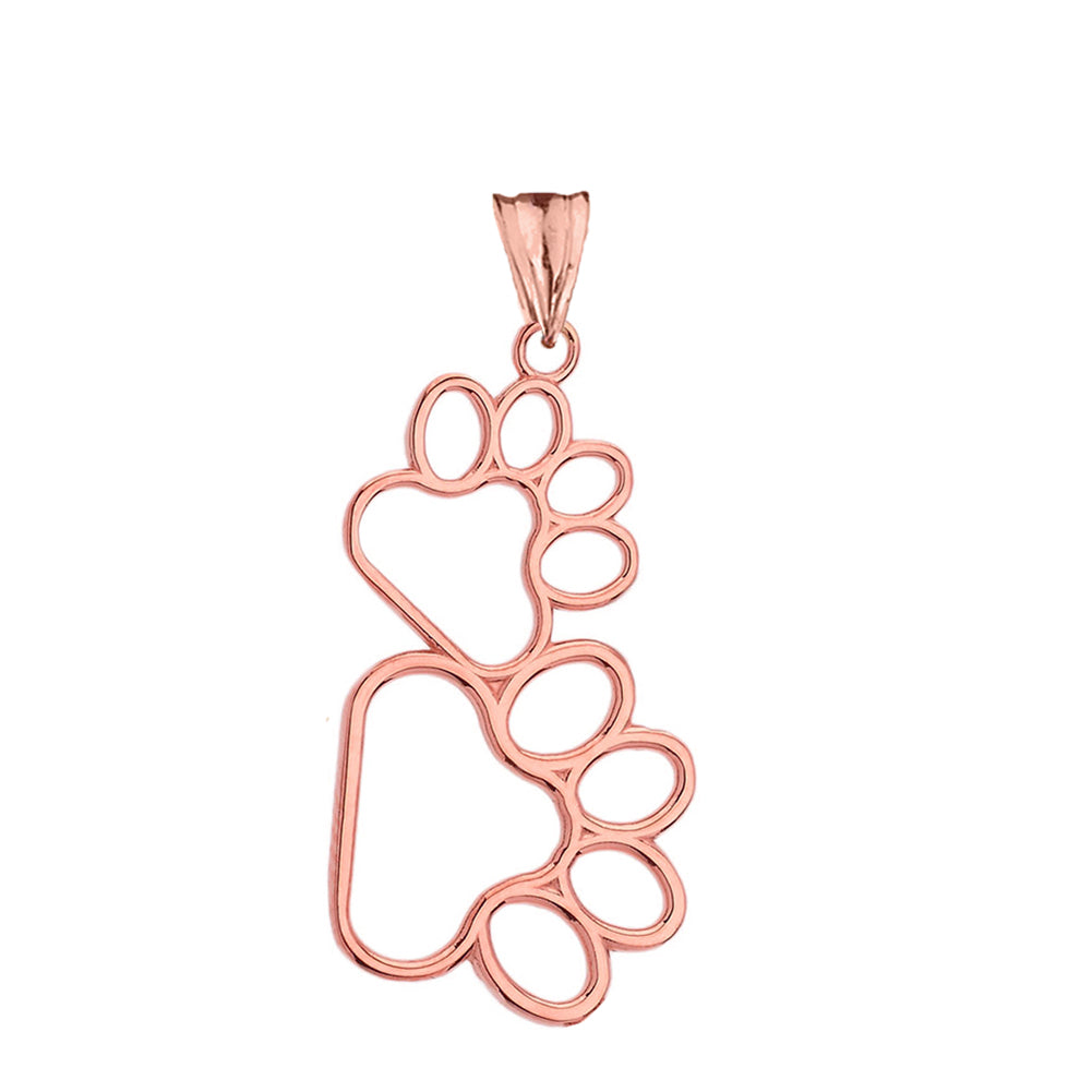 Solid Gold Dog Paw Outline Pendant Necklace, view 5