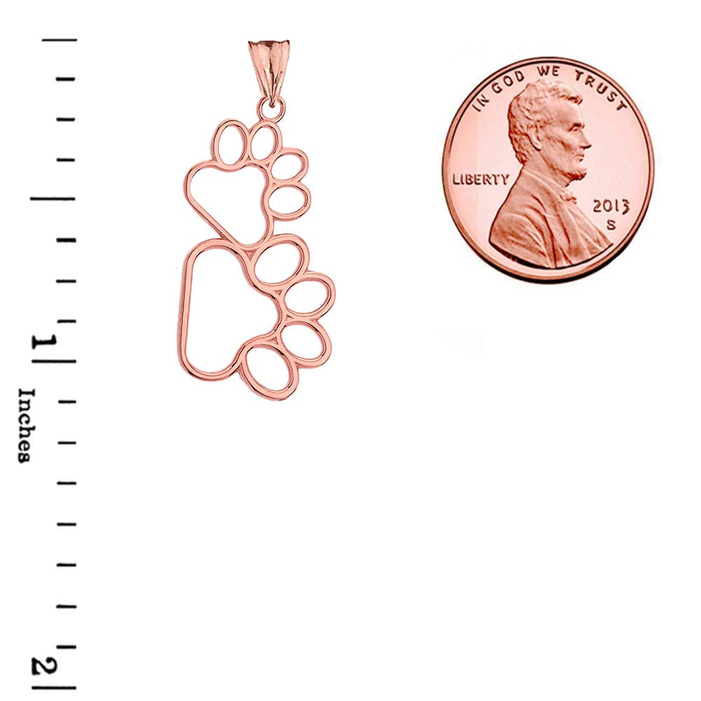Solid Gold Dog Paw Outline Pendant Necklace, view 6