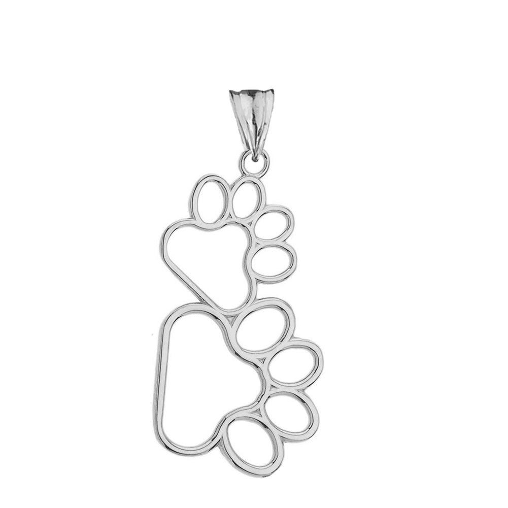 Solid Gold Dog Paw Outline Pendant Necklace, view 8