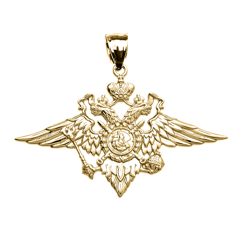 Solid Gold Double-headed Imperial Eagle Russian Coat of Arms Pendant Necklace, view 2