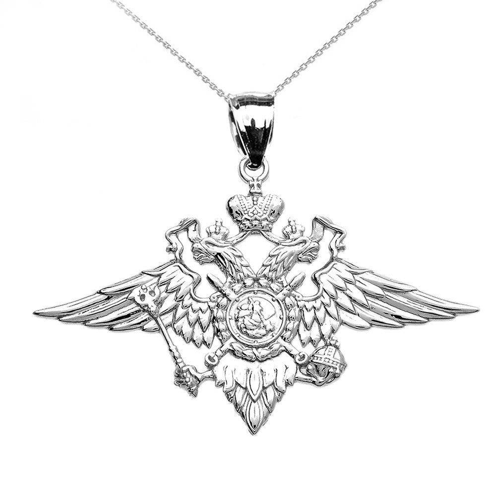 Solid Gold Double-headed Imperial Eagle Russian Coat of Arms Pendant Necklace, view 5