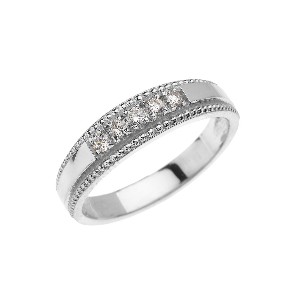 Solid Gold Elegant Cubic Zirconia Wedding Band Ring For Her, view 3