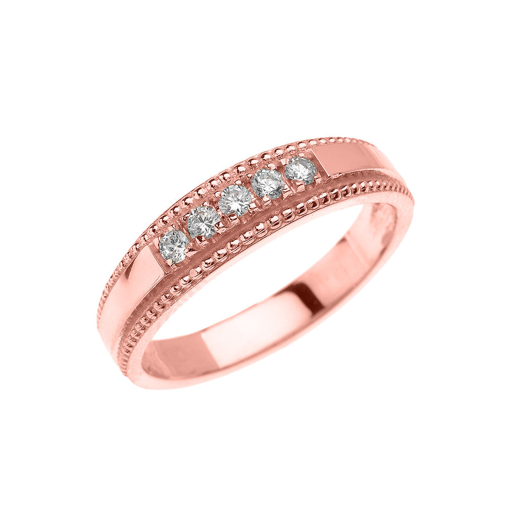 Solid Gold Elegant Diamond Wedding Band Ring For Her, view 2
