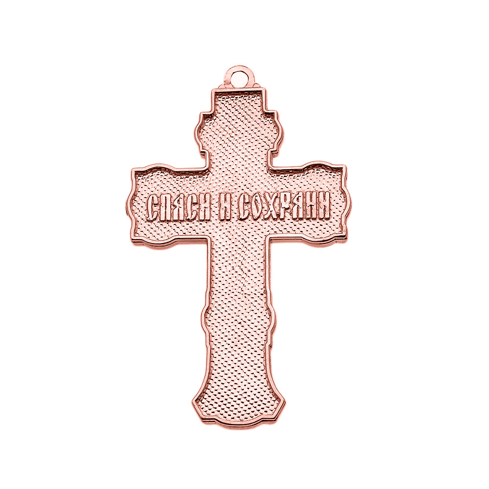 Solid Gold Elegant Russian Orthodox IC XC NIKA Save and Protect Cross Pendant Necklace, view 6