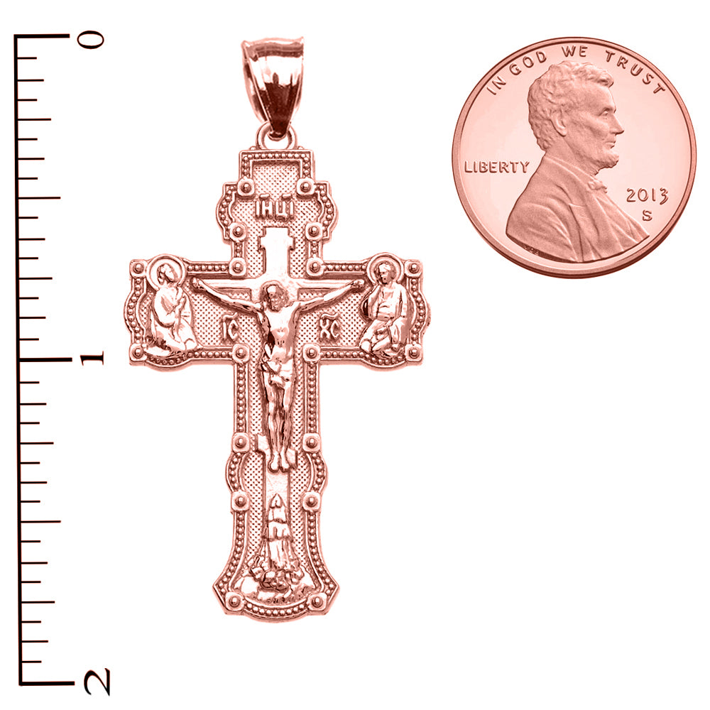 Solid Gold Elegant Russian Orthodox IC XC NIKA Save and Protect Cross Pendant Necklace, view 8