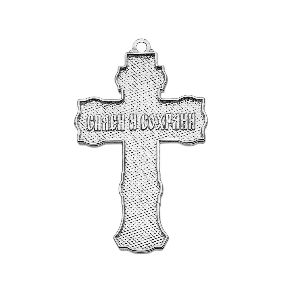 Solid Gold Elegant Russian Orthodox IC XC NIKA Save and Protect Cross Pendant Necklace, view 10