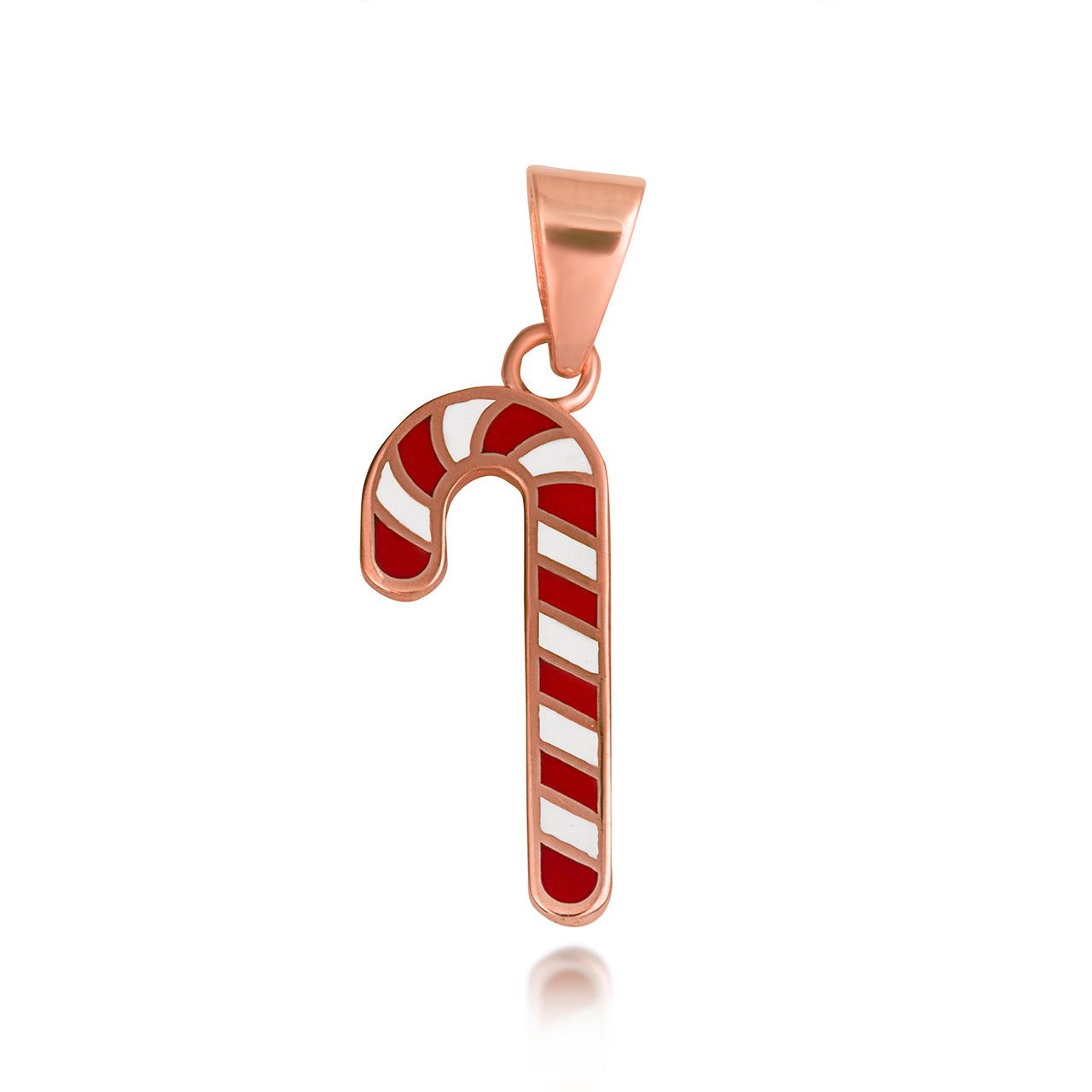 Solid Gold Enamel Christmas Candy Cane Holiday Pendant Necklace, view 5