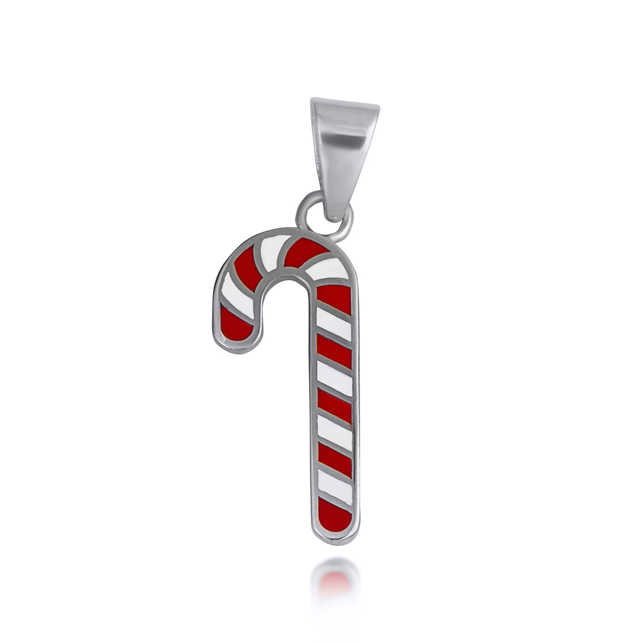 Solid Gold Enamel Christmas Candy Cane Holiday Pendant Necklace, view 7