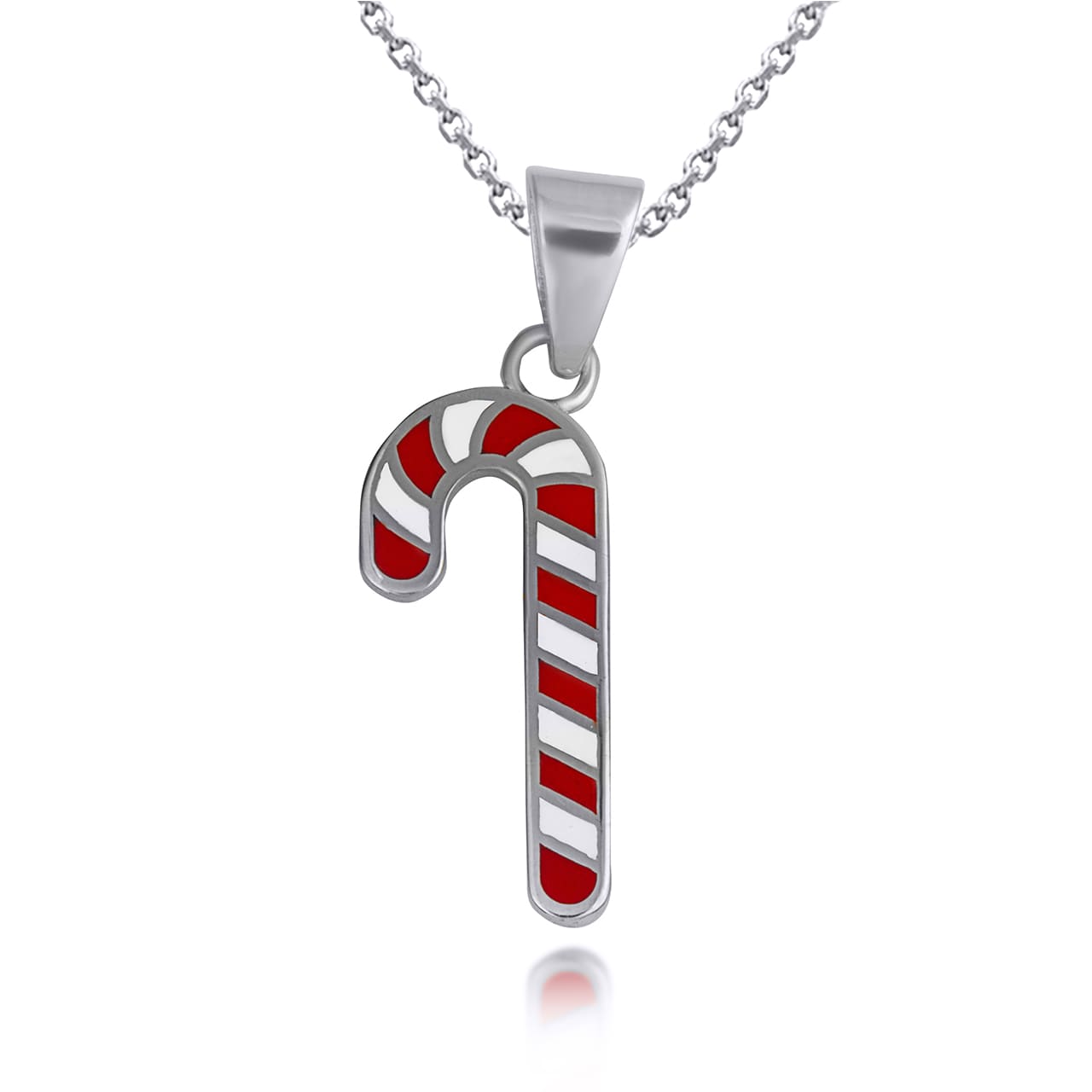 Solid Gold Enamel Christmas Candy Cane Holiday Pendant Necklace, view 8