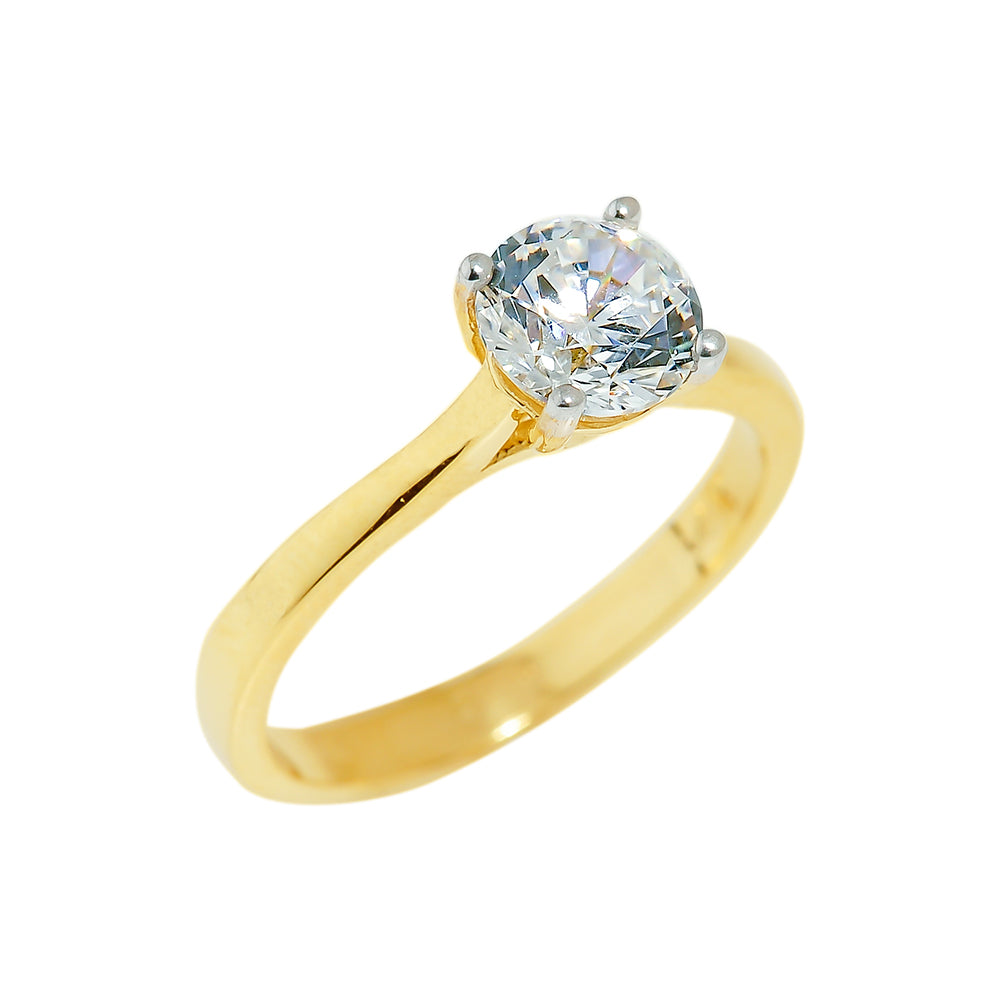 Solid Gold Engagement CZ Ring