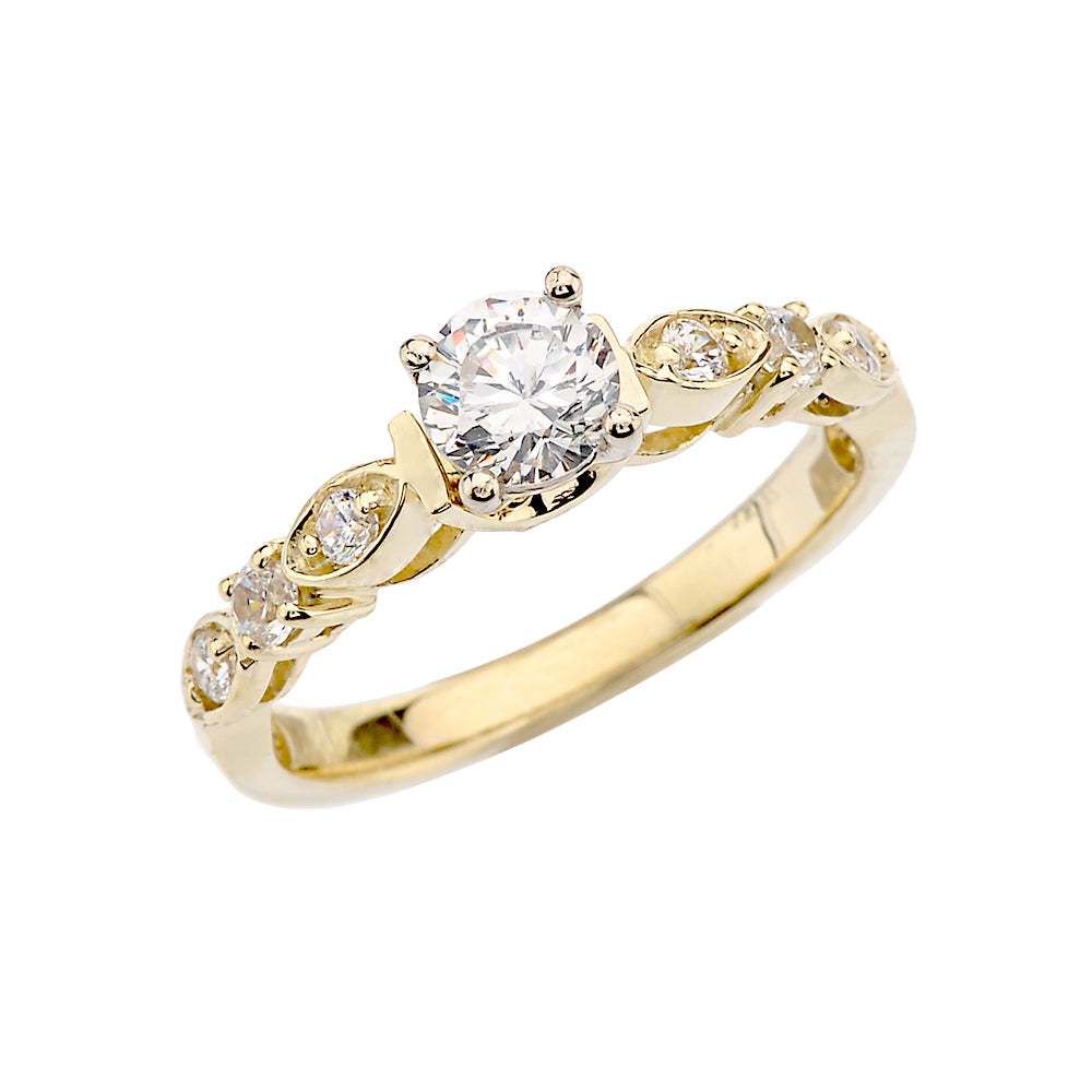 Solid Gold Engagement/Proposal Ring With Cubic Zirconia