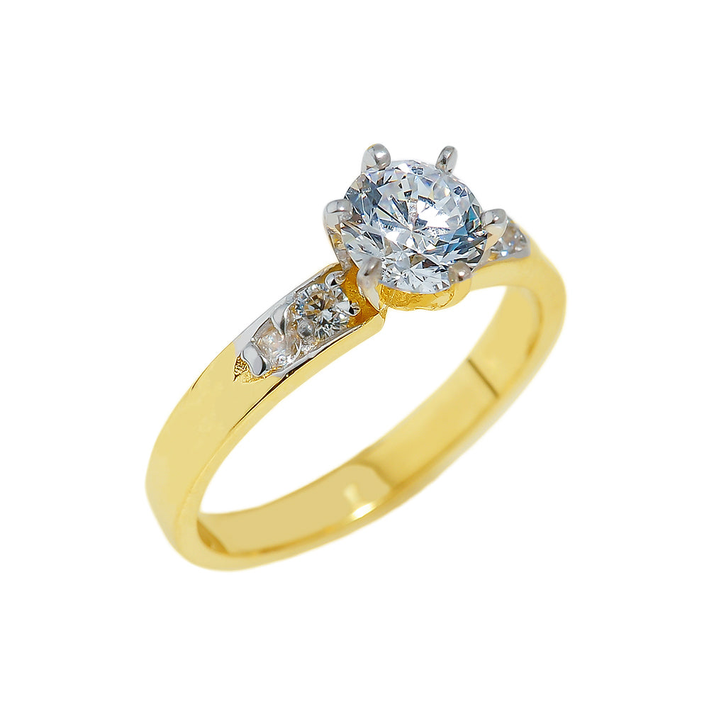 Solid Gold Engagement Ring with CZ