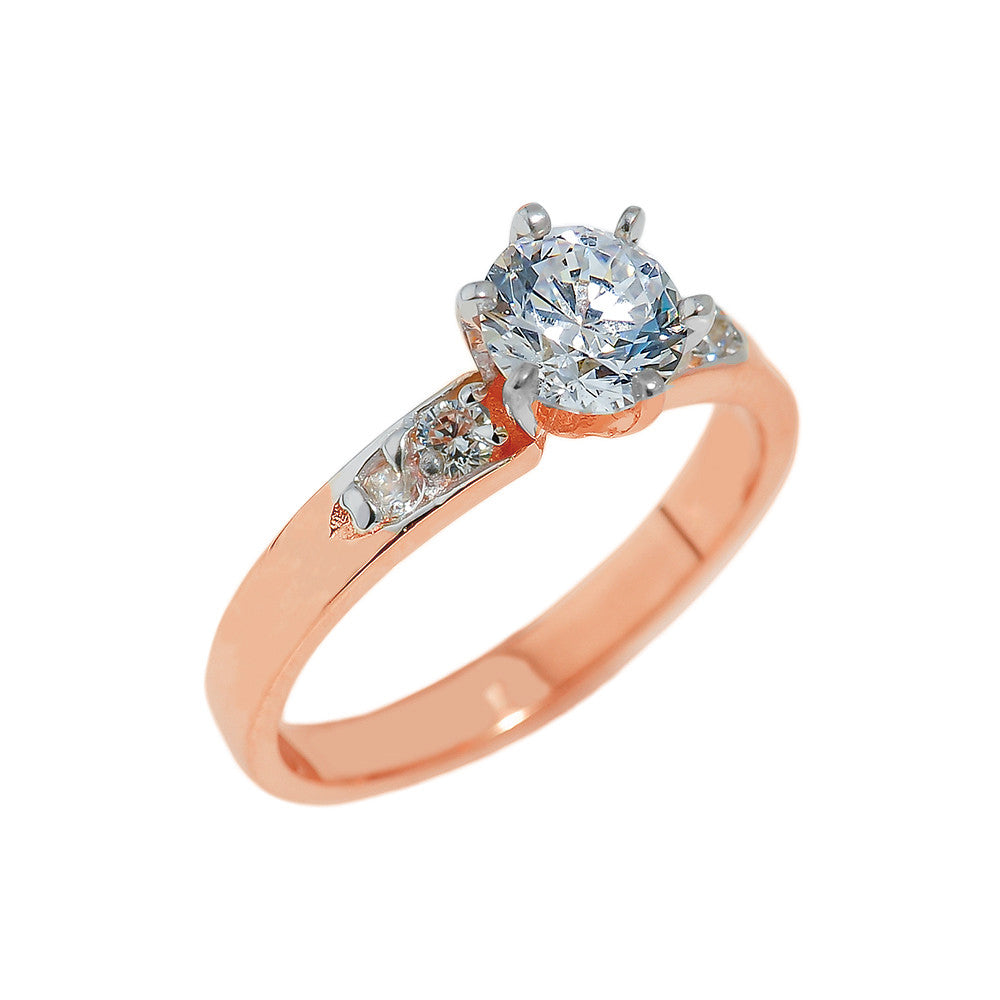 Solid Gold Engagement Ring with CZ, view 2