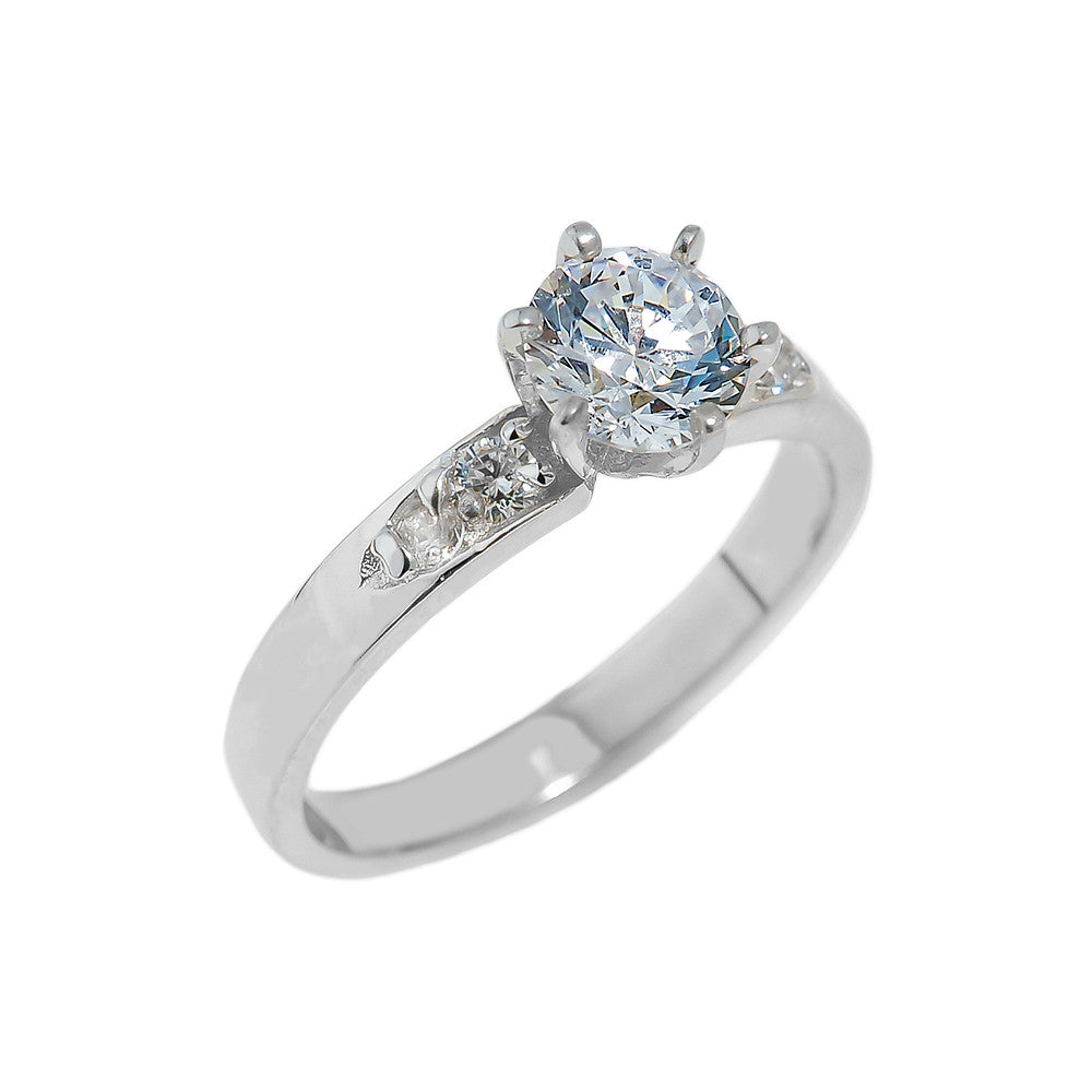 Solid Gold Engagement Ring with CZ, view 3