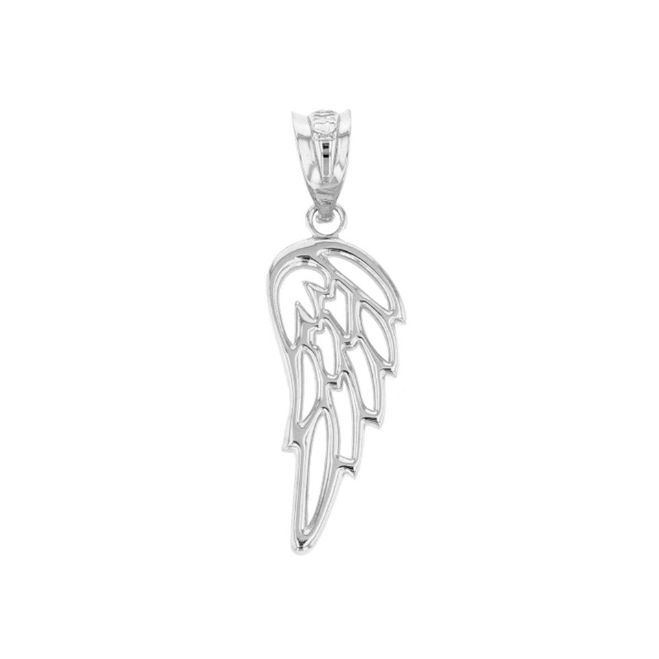 Solid Gold Filigree Guardian Angel Wing Pendant Necklace, view 7
