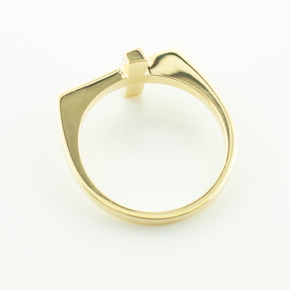 Solid Gold Flat Top Sideways Cross Ring, view 3