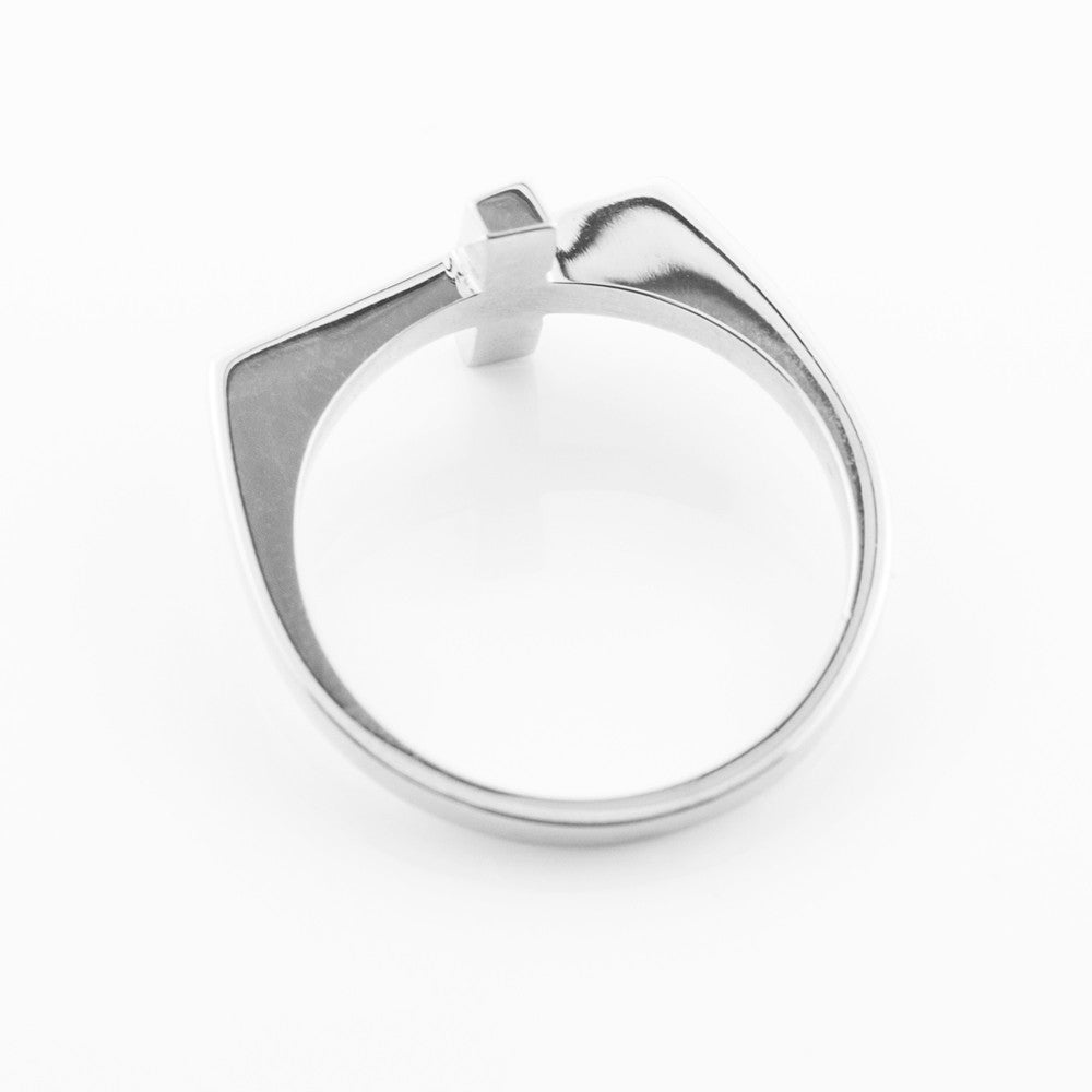 Solid Gold Flat Top Sideways Cross Ring, view 4