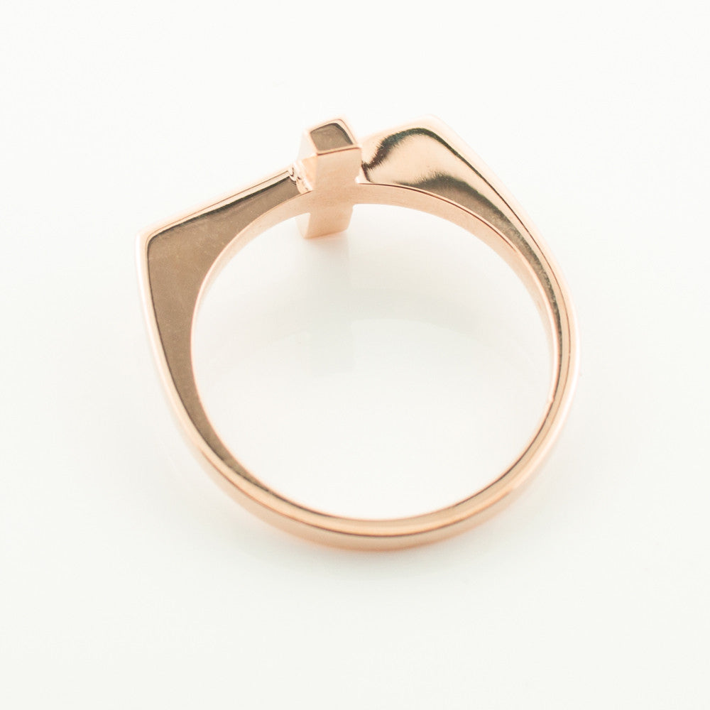 Solid Gold Flat Top Sideways Cross Ring, view 6