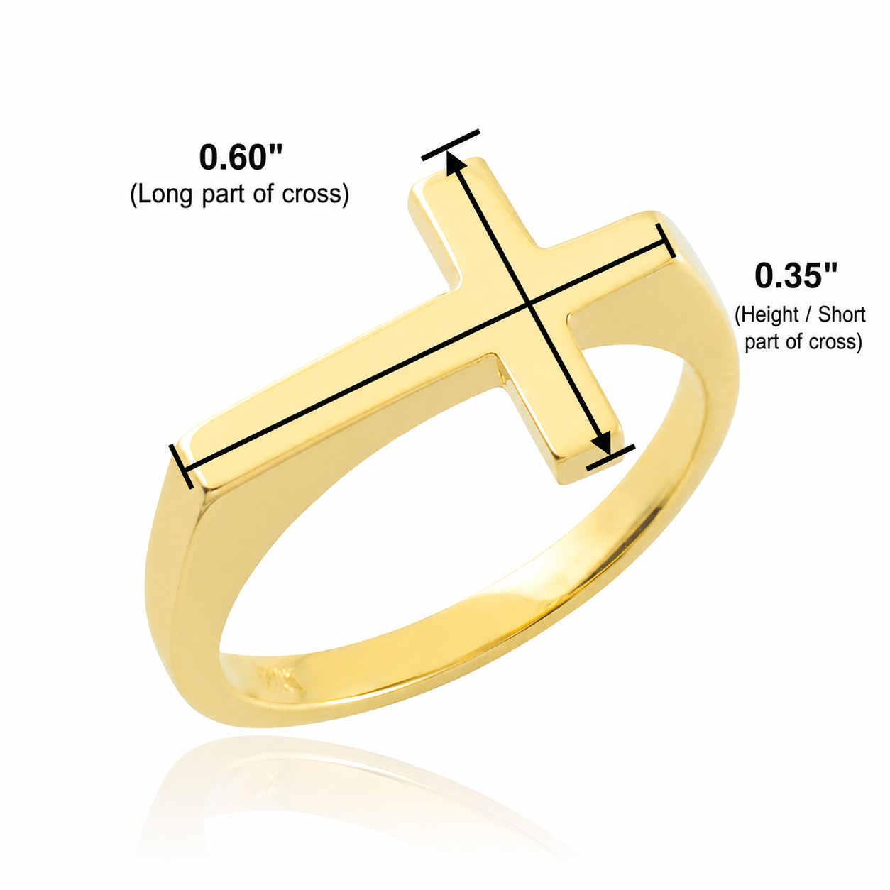 Solid Gold Flat Top Sideways Cross Ring, view 10