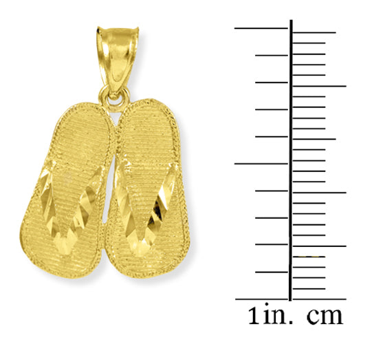 Solid Gold Flip Flops 3D Charm Pendant Necklace, view 2