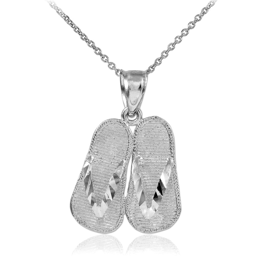 Solid Gold Flip Flops 3D Charm Pendant Necklace, view 3