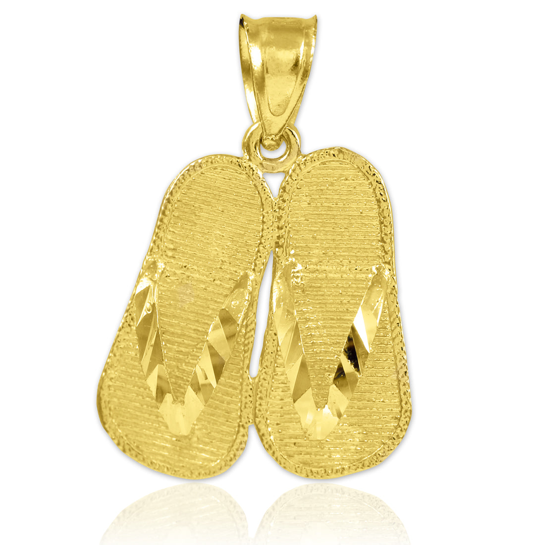Solid Gold Flip Flops 3D Charm Pendant Necklace, view 5