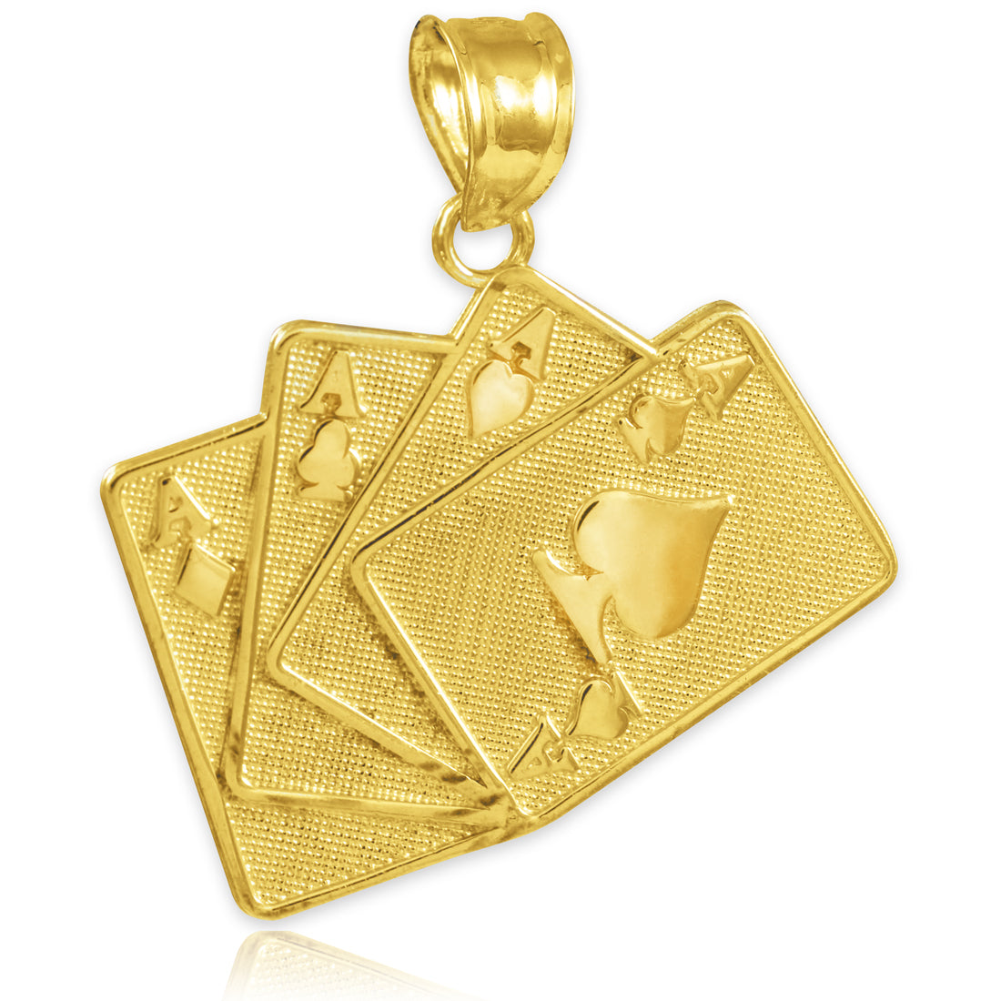 Solid Gold Four of a Kind Playing Cards Charm Pendant Necklace, view 2