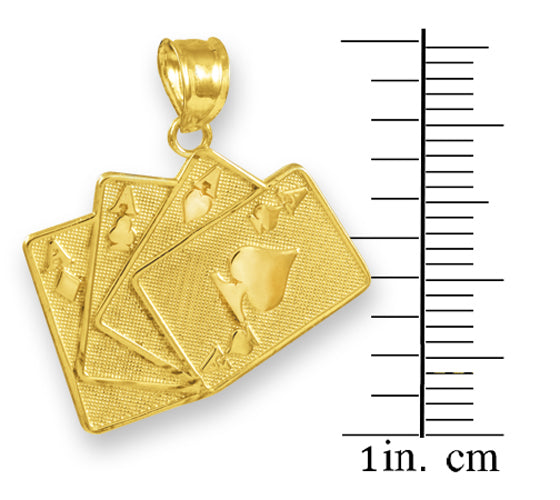 Solid Gold Four of a Kind Playing Cards Charm Pendant Necklace, view 3