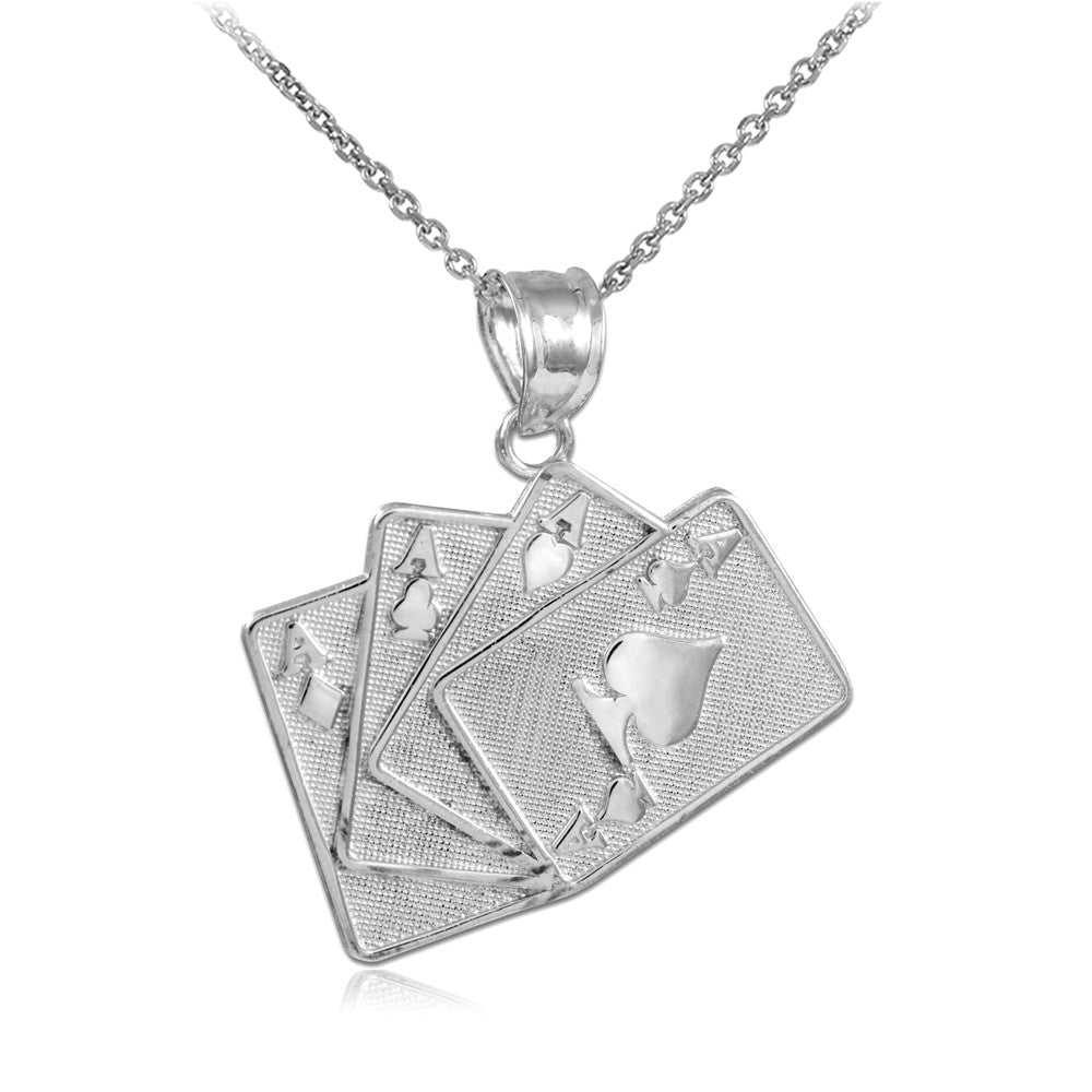 Solid Gold Four of a Kind Playing Cards Charm Pendant Necklace, view 4