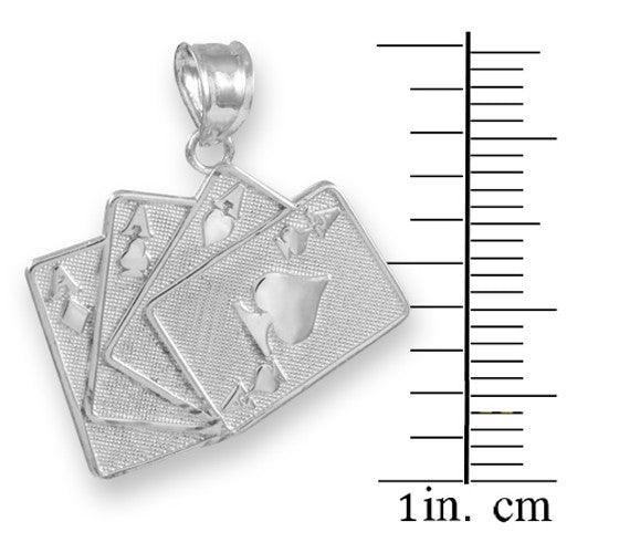 Solid Gold Four of a Kind Playing Cards Charm Pendant Necklace, view 5