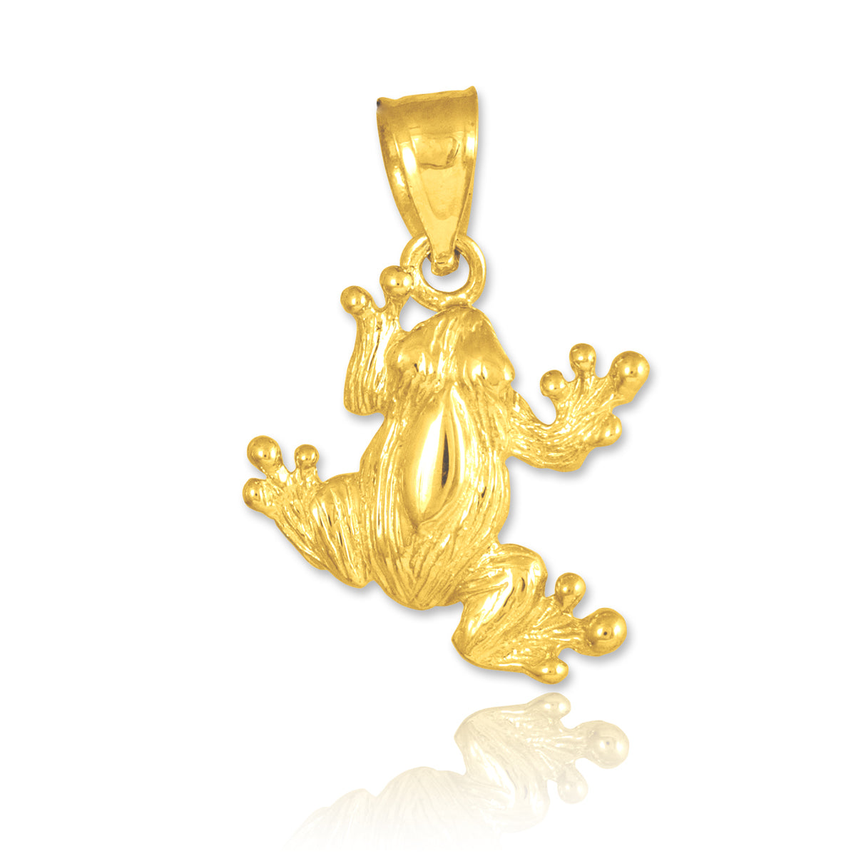 Solid Gold Frog Charm Pendant Necklace, view 2