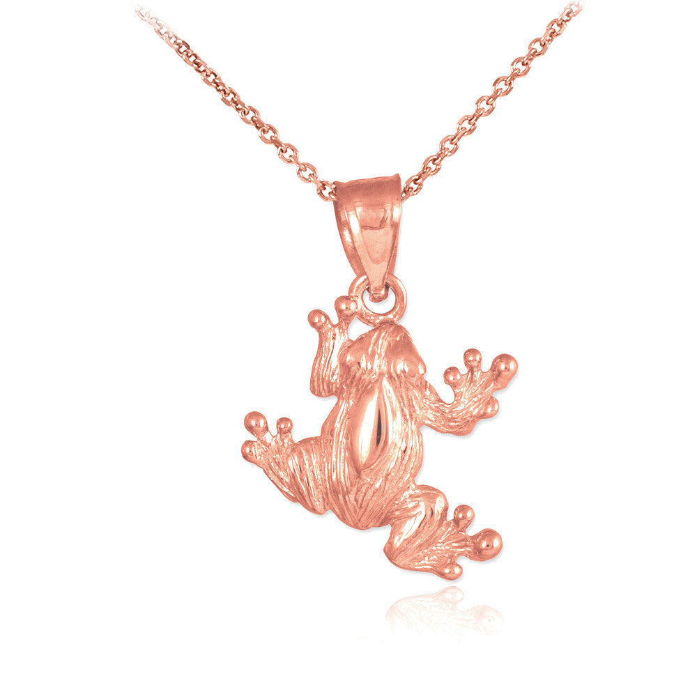 Solid Gold Frog Charm Pendant Necklace, view 3