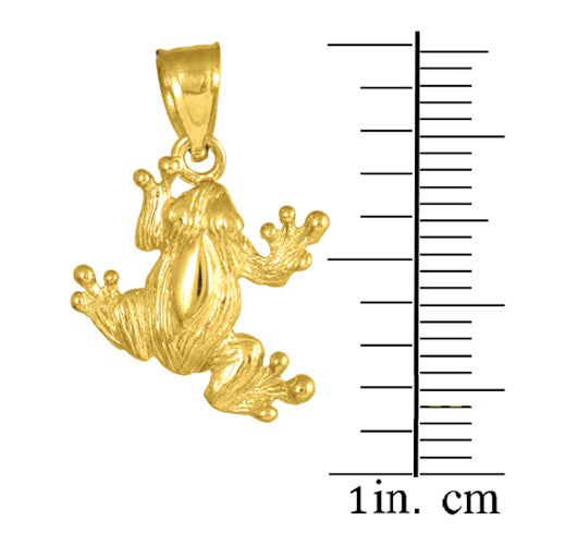 Solid Gold Frog Charm Pendant Necklace, view 5