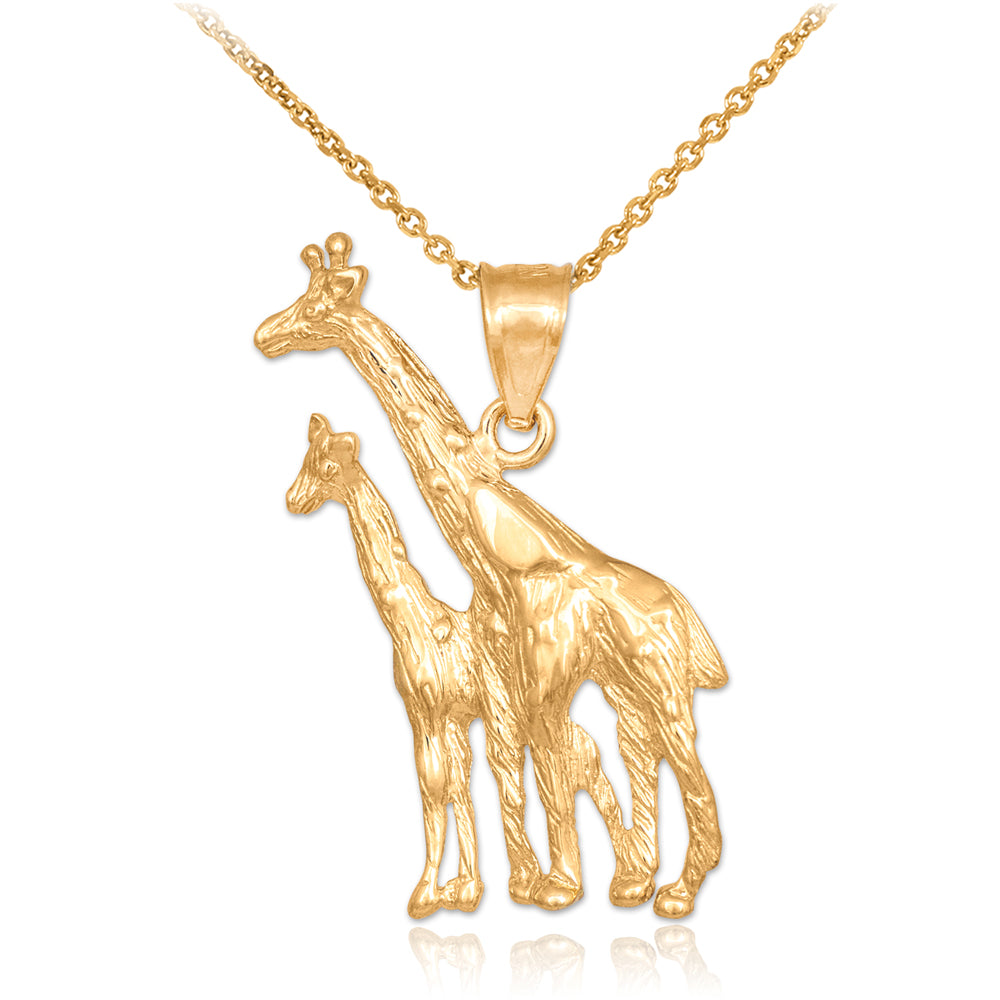 Solid Gold Giraffe Pendant Necklace