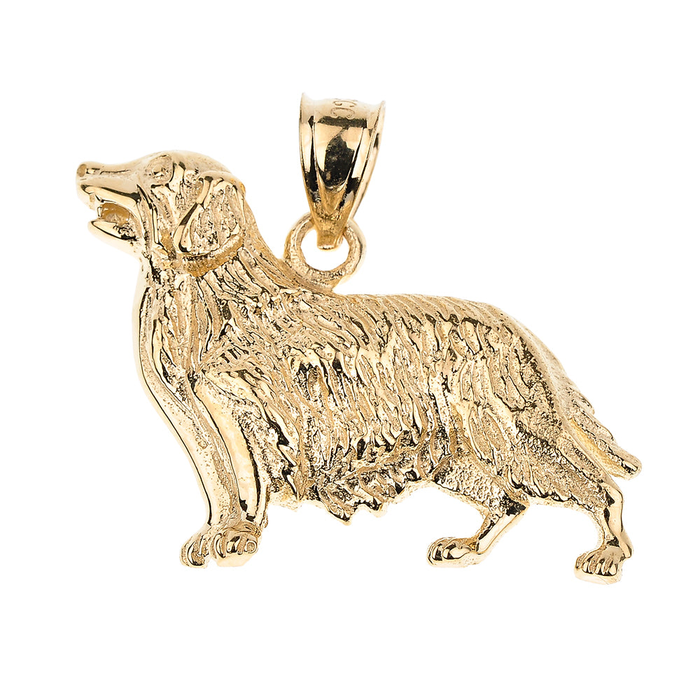 Solid Gold Golden Retriever Dog Pendant Necklace