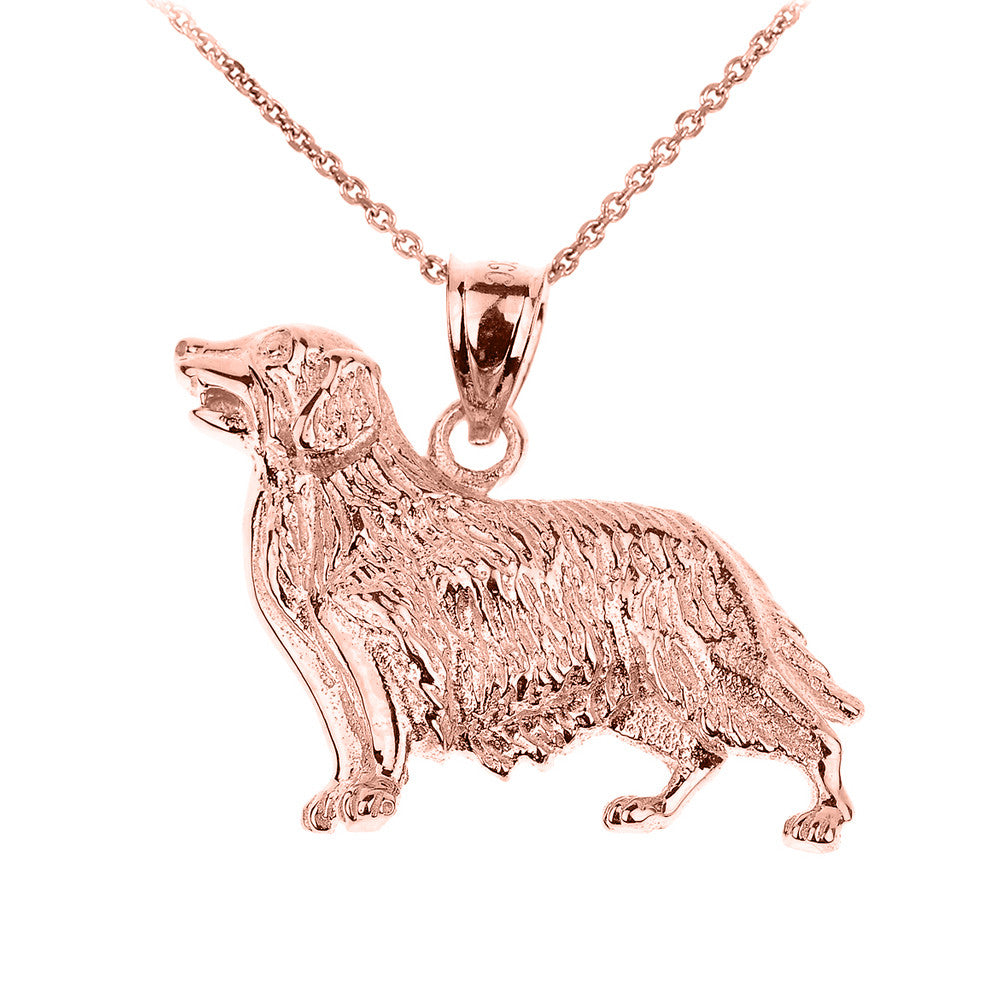Solid Gold Golden Retriever Dog Pendant Necklace, view 2