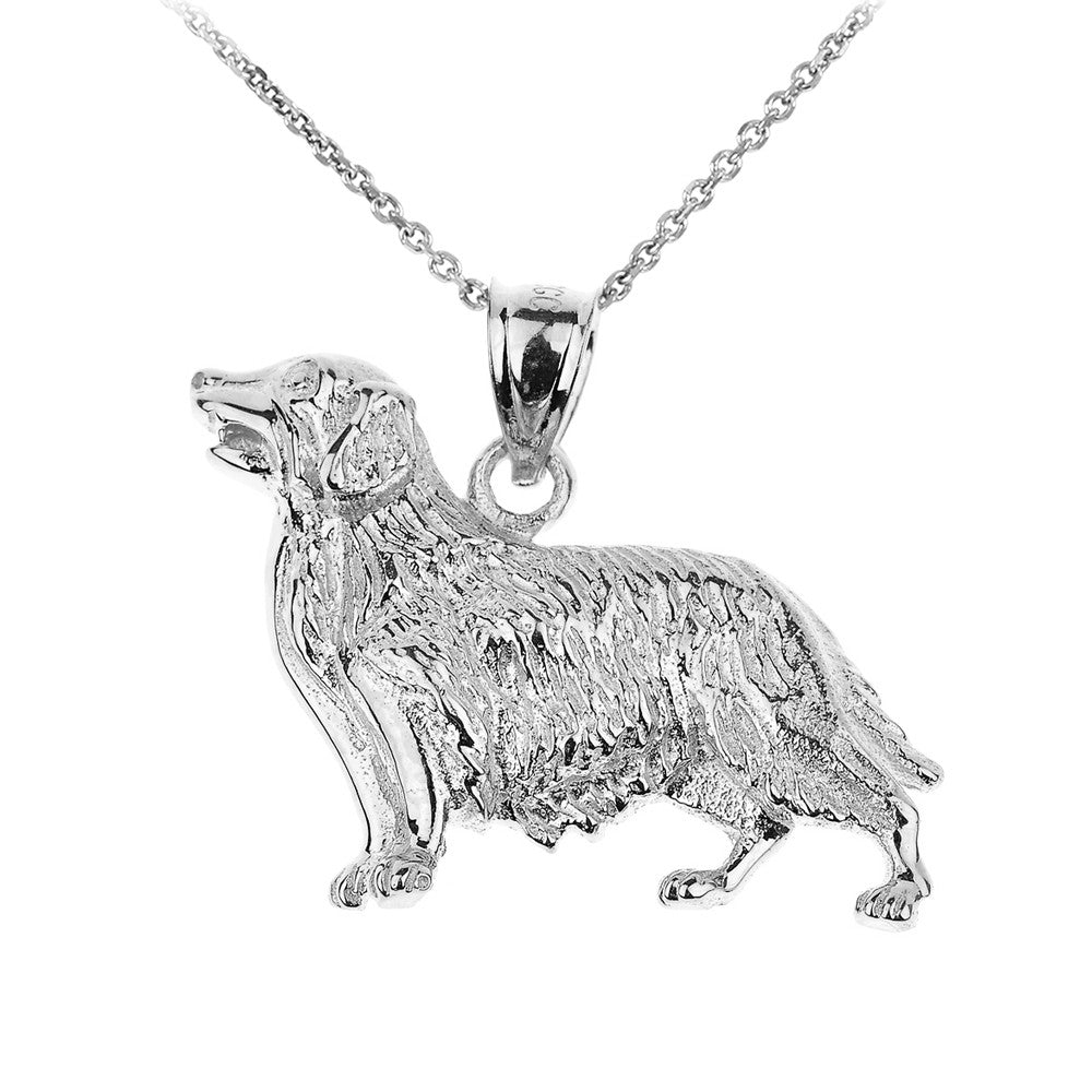 Solid Gold Golden Retriever Dog Pendant Necklace, view 3