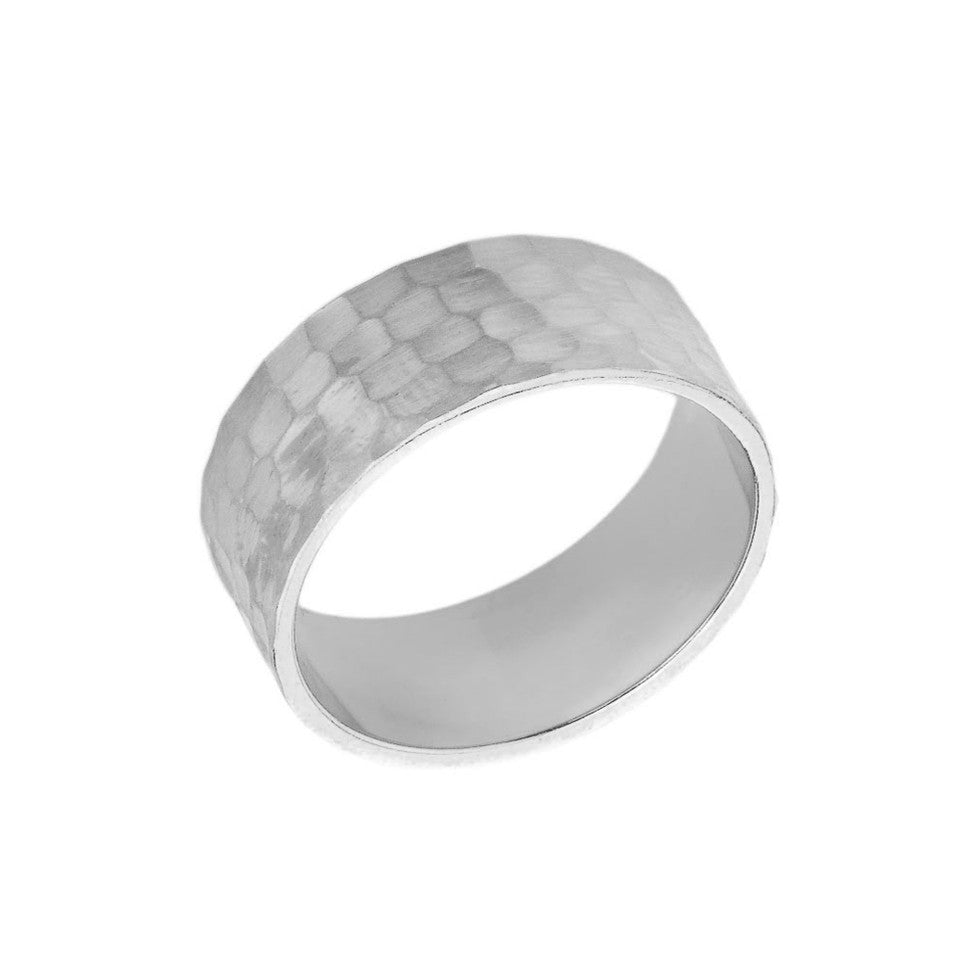 Solid Gold Hammered 8 Millimeter Wedding Band, view 2