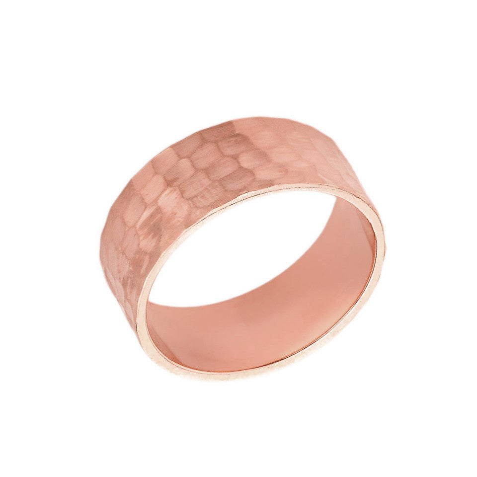 Solid Gold Hammered 8 Millimeter Wedding Band, view 3