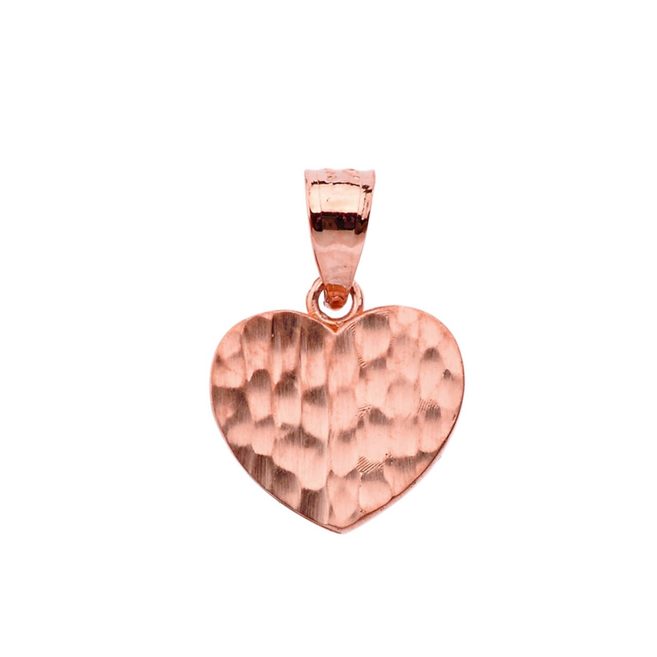 Solid Gold Hammered Heart Pendant Necklace, view 5