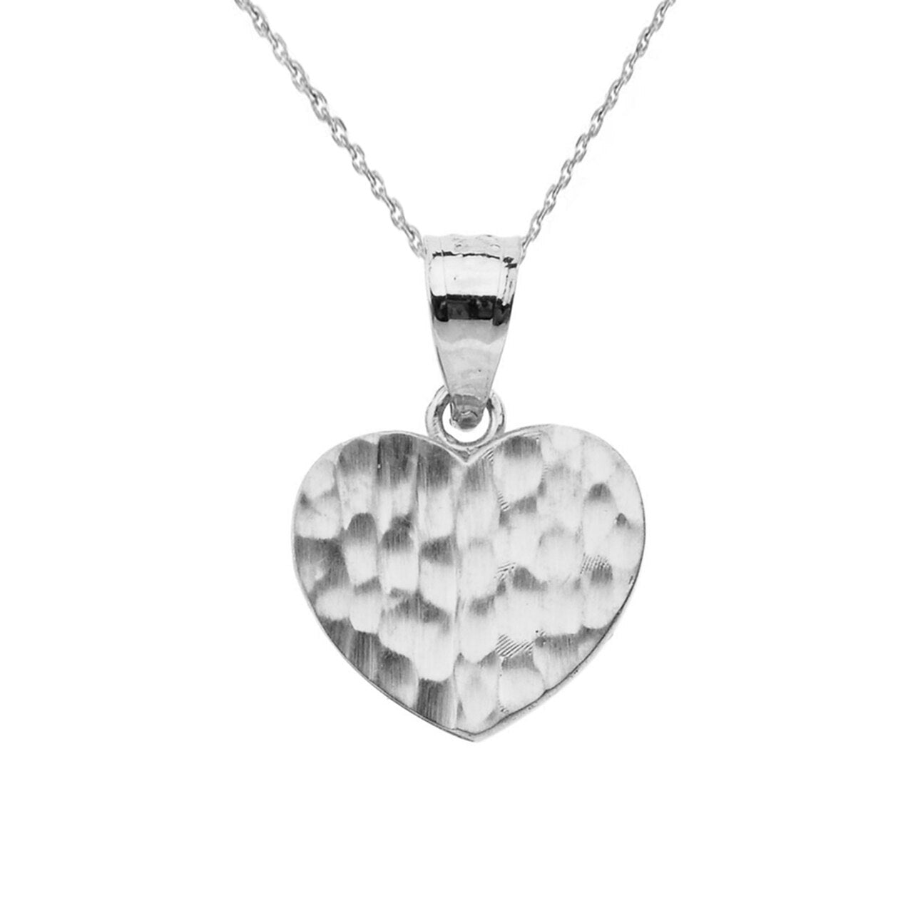 Solid Gold Hammered Heart Pendant Necklace, view 6