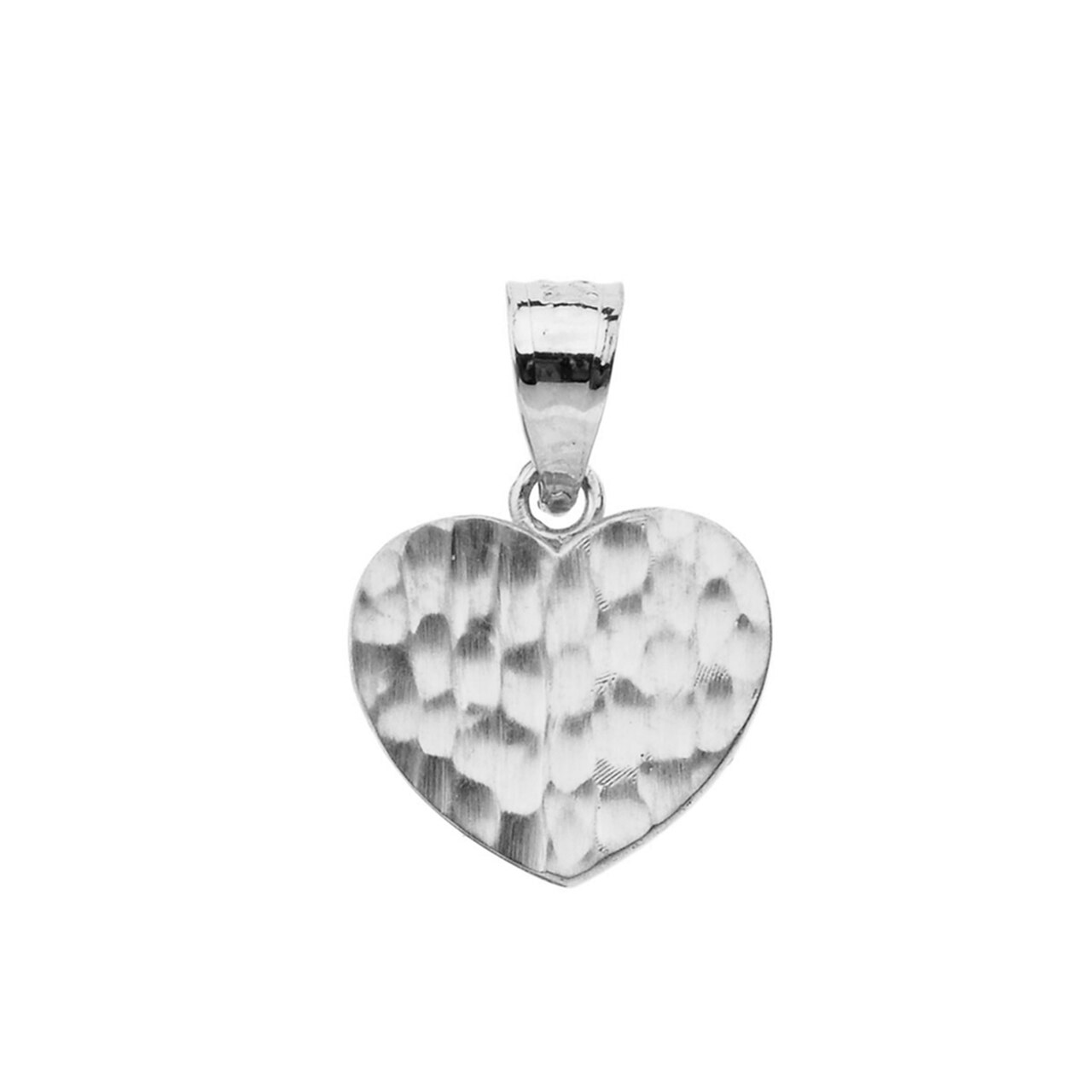Solid Gold Hammered Heart Pendant Necklace, view 7
