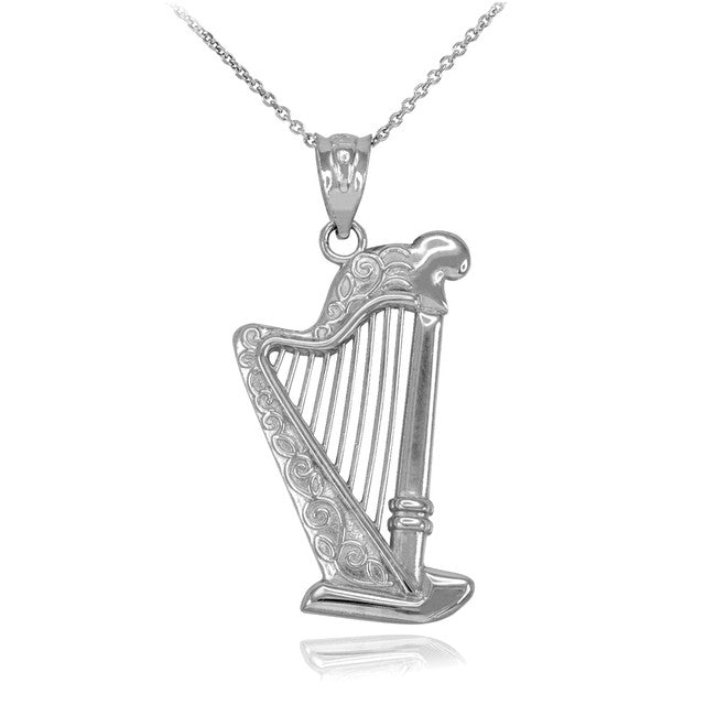Solid Gold Harp Pendant Necklace, view 3