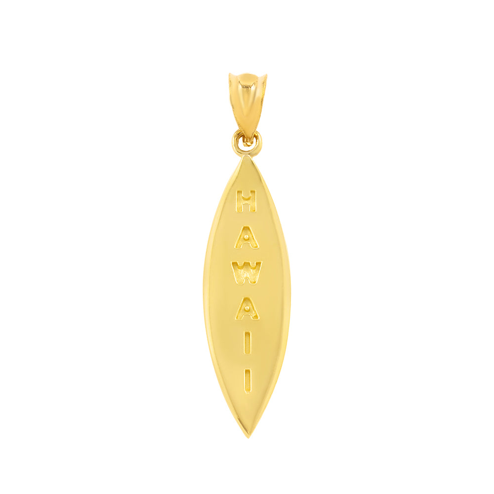 Solid Gold Hawaii Surfboard Beach Pendant Necklace, view 2