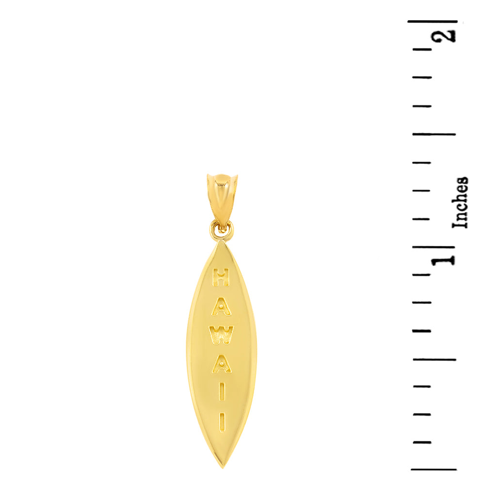 Solid Gold Hawaii Surfboard Beach Pendant Necklace, view 3
