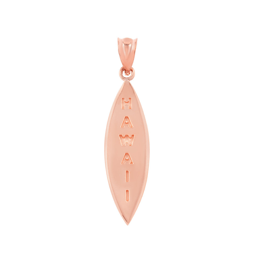 Solid Gold Hawaii Surfboard Beach Pendant Necklace, view 4