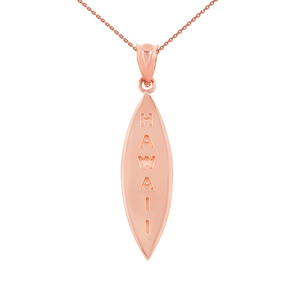 Solid Gold Hawaii Surfboard Beach Pendant Necklace, view 8
